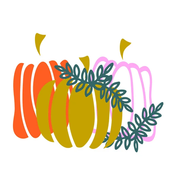 Decoración moderna de calabaza para otoño.Vector silueta negra. — Vector de stock