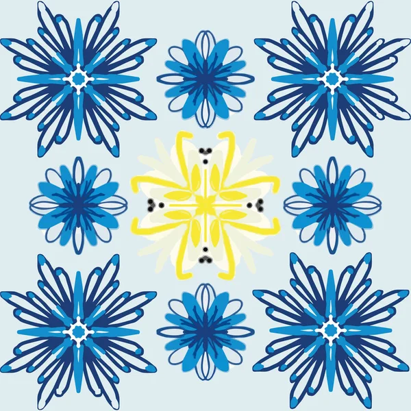 Azulejo carreaux de style portugais de couleur bleue et jaune — Image vectorielle