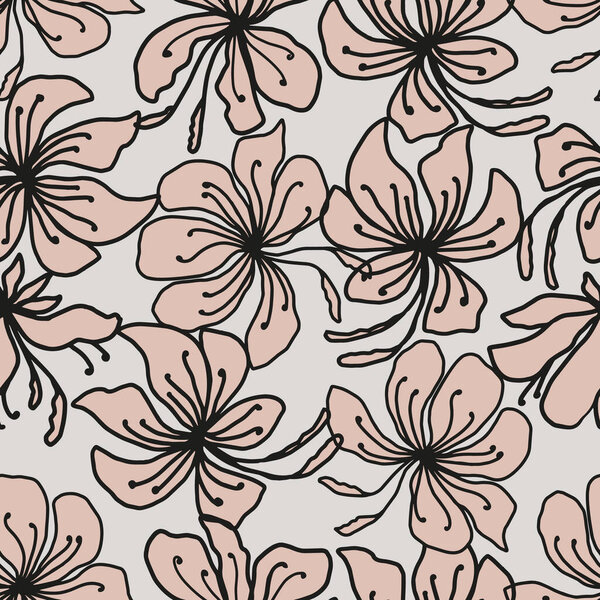 Линия художественный цветок рука нарисована для карты