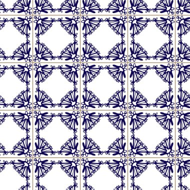 Azuleyo desensiz sarı ve mavi süslemeler. Portekiz geometrik seramikleri..