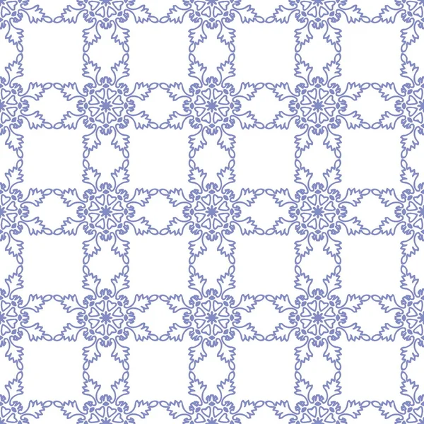 Abstraktes blauviolettes Schneeflockenmuster mit Mandala-Ornament — Stockvektor
