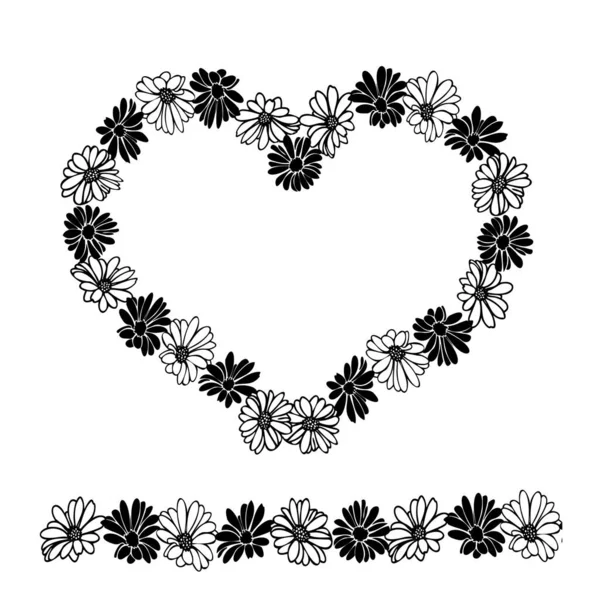 Margherita fiore elementi floreali elementi disegnati a mano — Vettoriale Stock