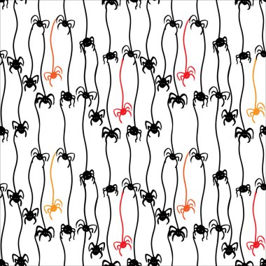 Spider web seamless pattern with hand drawn elements