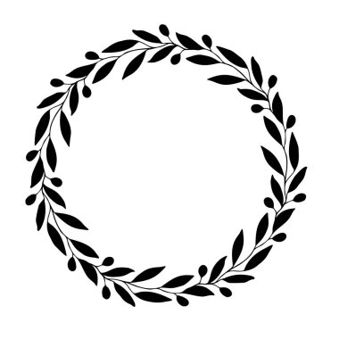 Olive wreath. Vector design elements in rustic style. Illustration for greeting card, packaging.