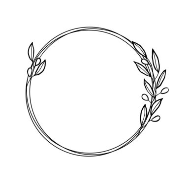 Olive wreath. Vector design elements in rustic style. Illustration for greeting card, packaging.