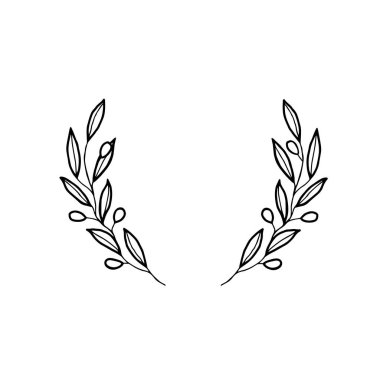 Olive wreath. Vector design elements in rustic style. Illustration for greeting card, packaging.