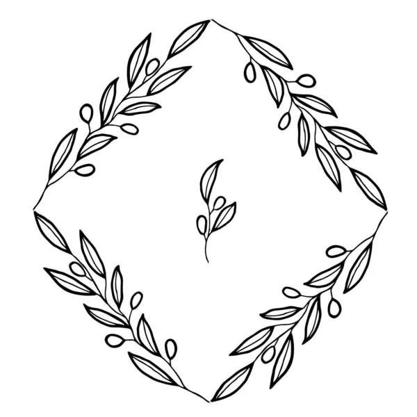 Olive Wreath Vector Design Elements Rustic Style Illustration Greeting Card — стоковый вектор