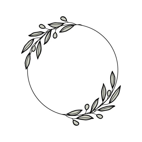 Olive Wreath Vector Design Elements Rustic Style Illustration Greeting Card — Vector de stock
