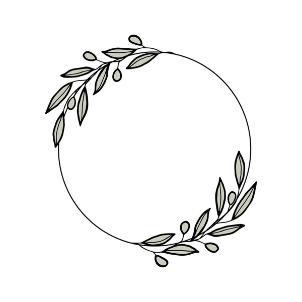 Olive wreath. Vector design elements in rustic style. Illustration for greeting card, packaging.