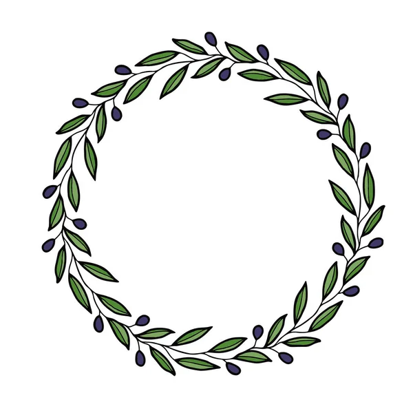 Olive Wreath Vector Design Elements Rustic Style Illustration Greeting Card — Stock Vector