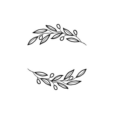 Olive wreath. Vector design elements in rustic style. Illustration for greeting card, packaging.