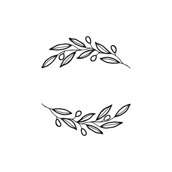 Olive wreath. Vector design elements in rustic style. Illustration for greeting card, packaging.