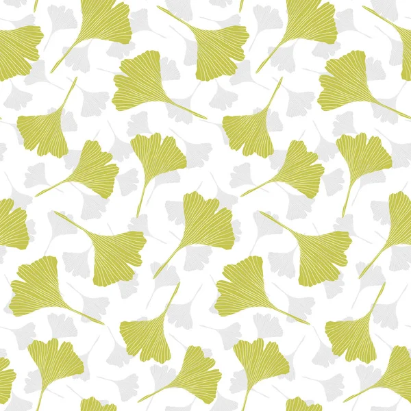 Ginko Biloba Floral Seamless Pattern Ginkgo Leaves Vector Backgraund — Vector de stock