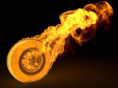 Tire of flames clipart