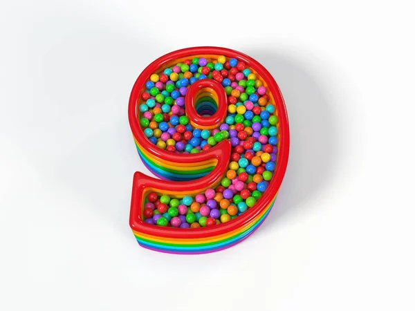 Nummer Vormig Kinderbad Gevuld Met Plastic Speelgoedballen Geschikt Voor Kinderen — Stockfoto
