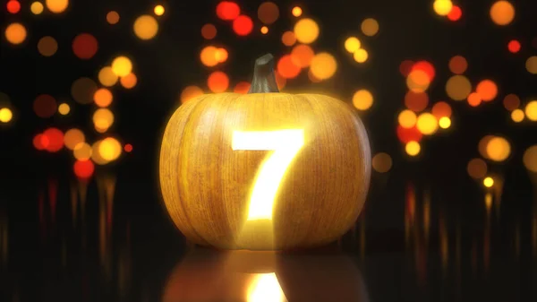 Number Carved Halloween Pumpkin Illustration Bokeh Effect Background Suitable Halloween — Stock Photo, Image