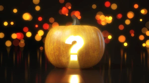 Question Symbol Carved Halloween Pumpkin Illustration Bokeh Effect Background Suitable — Stock Photo, Image