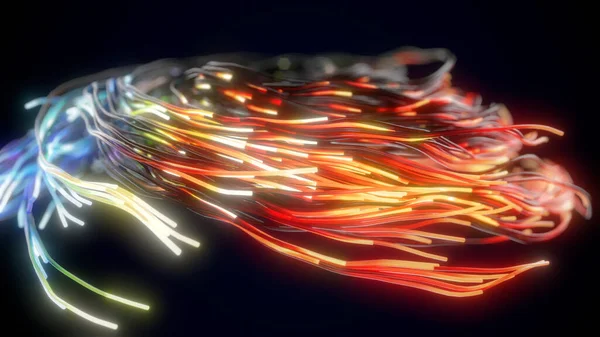 Glowing Glass Trails Fiber Optic Technology Concept Multiple Lines Illustration — Stockfoto