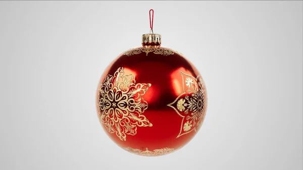 クリスマスボール 彫刻された冬のパターンと新年の飾り 3Dイラスト クリスマスや休日のテーマに適しています — ストック写真