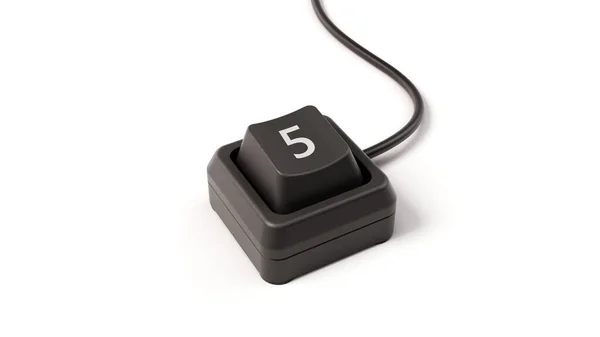 单键计算机键盘的5号按钮 3D插图 适用于社交媒体 技术和写作主题 — 图库照片
