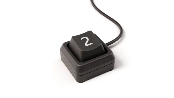 单键计算机键盘2号按钮 3D插图 适用于社交媒体 技术和写作主题 — 图库照片