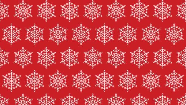 赤い背景に白い雪片が落ちている 動くなよ クリスマスと新年のコンセプト ループ可能 — ストック動画
