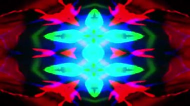 Renkli kaleydoskop dizilimi kalıpları. Soyut hareket grafikleri arka planı. Ya da yoga, kulüpler, şovlar, mandala, fraktal animasyon için. Güzel parlak bir süs. Kusursuz döngü. 4K gezisi