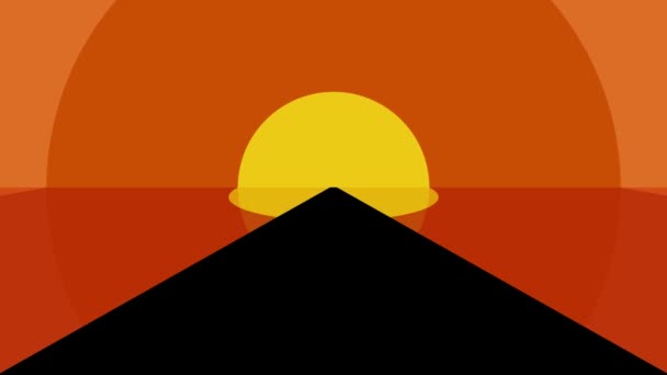 Збільшення Помаранчевих Жовтих Кіл Горизонті Схід Сонця Зникає Провідна Дорога — стокове відео