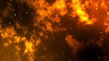 Arkaplanda yüzen turuncu ışıltı parçacıkları. Kusursuz döngü animasyonu 4k