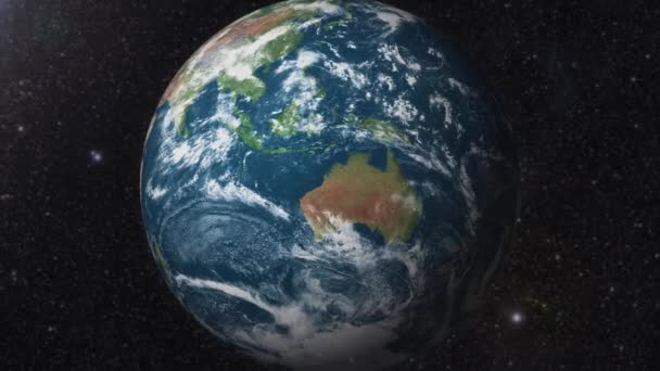 Terra Zoom Para Austrália Visão Por Satélite Animação Atmosfera Globo — Vídeo de Stock