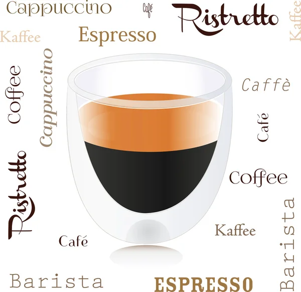 咖啡、 浓咖啡 ristretto — 图库矢量图片
