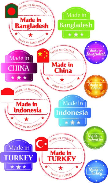 Prodotto in Bangladesh-Cina-India-Turchia-Indonesia-Italia — Vettoriale Stock