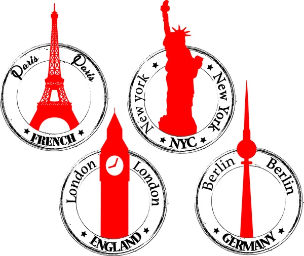 Stamp Paris- London - NYC - Berlin — Stockvector