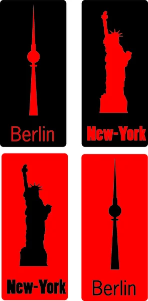 Stamp Paris- London - NYC - Berlin — Stok Vektör