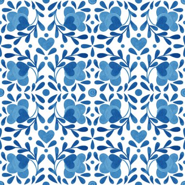 Geleneksel tarzda simetrik süs. Dekorasyon için mavi renk deseni.