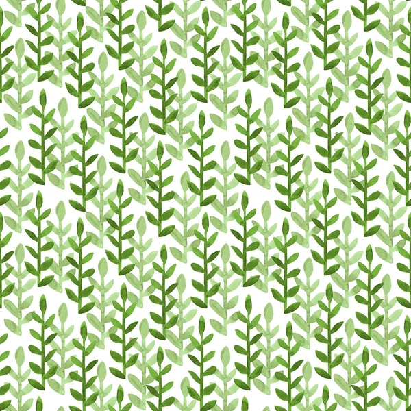 Seamless watercolor pattern of green twigs and leaves. — Stock Photo, Image