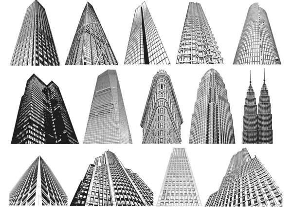 Felhőkarcolók vektor készlet Jogdíjmentes Stock Illusztrációk