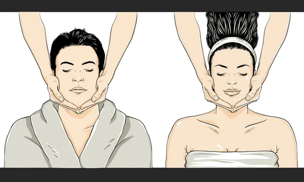 Massage vector - man en vrouw — Stockvector