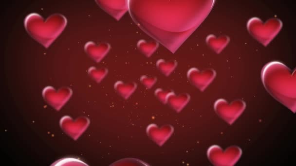 Rote Herzen im All — Stockvideo