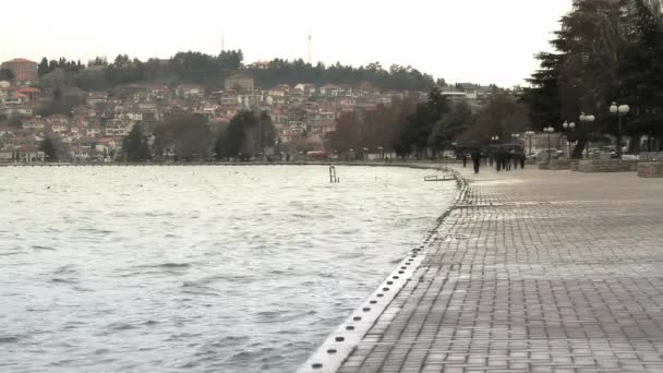 Puerto en la ciudad Ohrid — Vídeo de stock