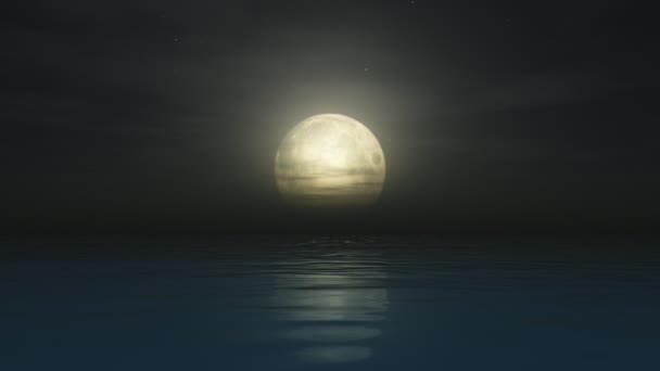 Time lapse océan pleine lune — Video