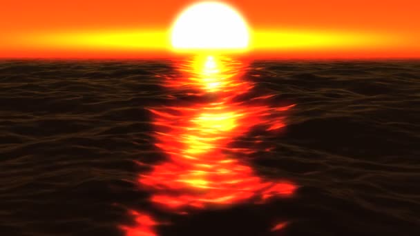 Pôr do sol oceano sol grande — Vídeo de Stock