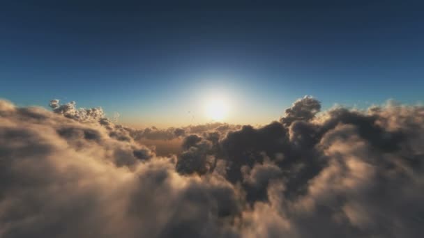Voar em nuvens por do sol — Vídeo de Stock