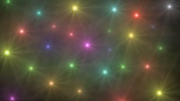 Estrellas de color de luz abstracta en el cielo — Vídeo de stock