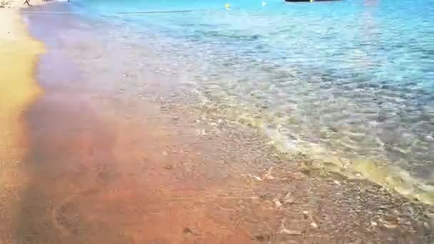 Belle plage de sable avec des vagues dans la mer — Video