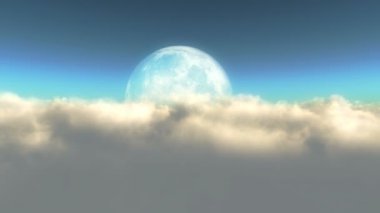 bulutlar ve dolunay üzerinde soyut sinek