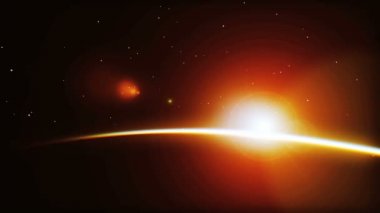 planet sunrise üzerinde uçan