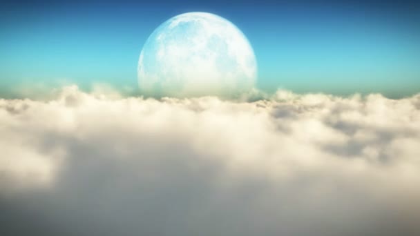 vol abstrait au-dessus des nuages et pleine lune 