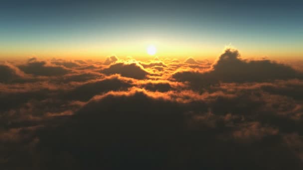 Puesta de sol volar sobre las nubes — Vídeos de Stock