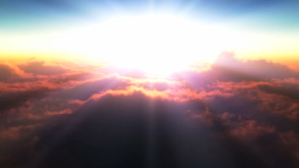 Naplemente repülni a felhők felett — Stock videók